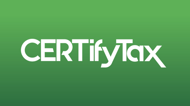 CertifyTax logo on green background