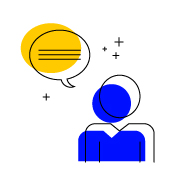 icon representing a person with a comment bubble